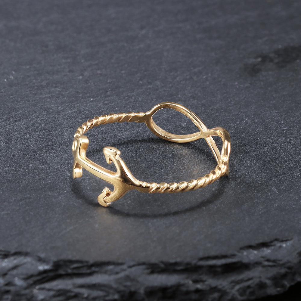 Anchor and Infinity Symbol Simple Delicate Ring - H.L.Jewelry