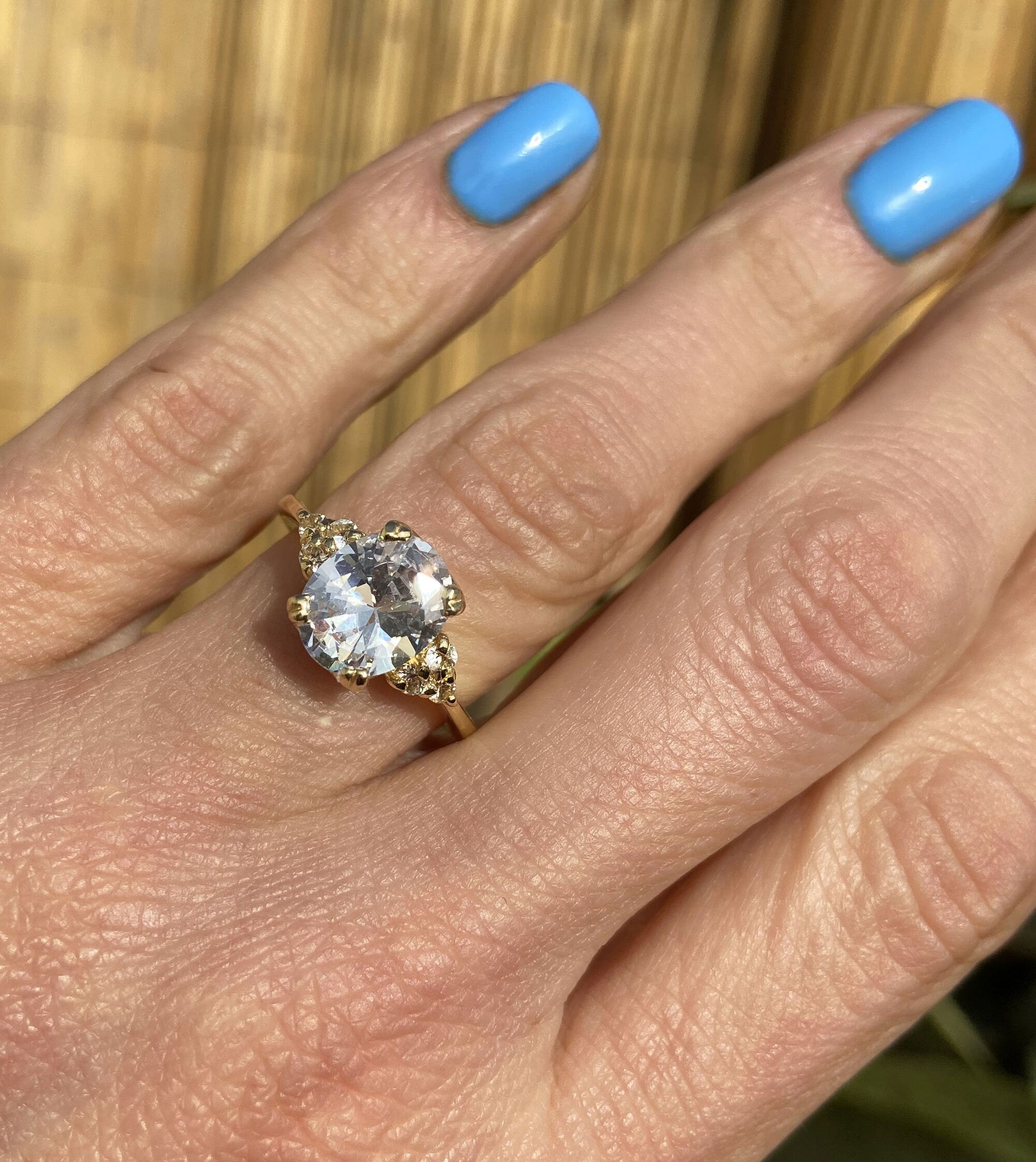 April Birthstone Oval Clear Quartz Gemstone Engagement Ring - H.L.Jewelry