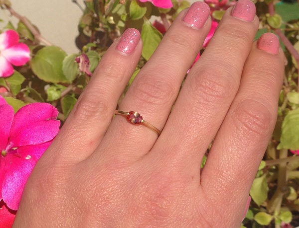 East-West Oval Citrine Simple Stackable Ring - H.L.Jewelry