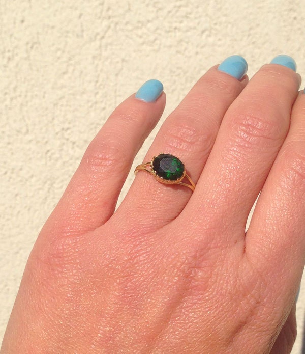 Emerald Double Band Vintage Oval Crown Ring - H.L.Jewelry