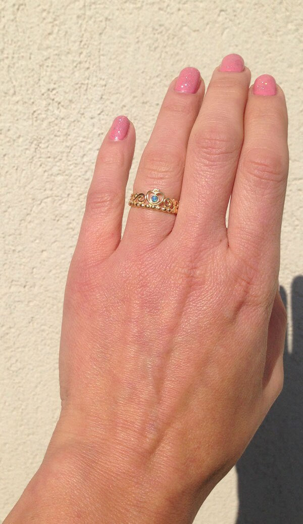 Lace Crown Princess Ring with Any Birthstone of Your Choice - H.L.Jewelry