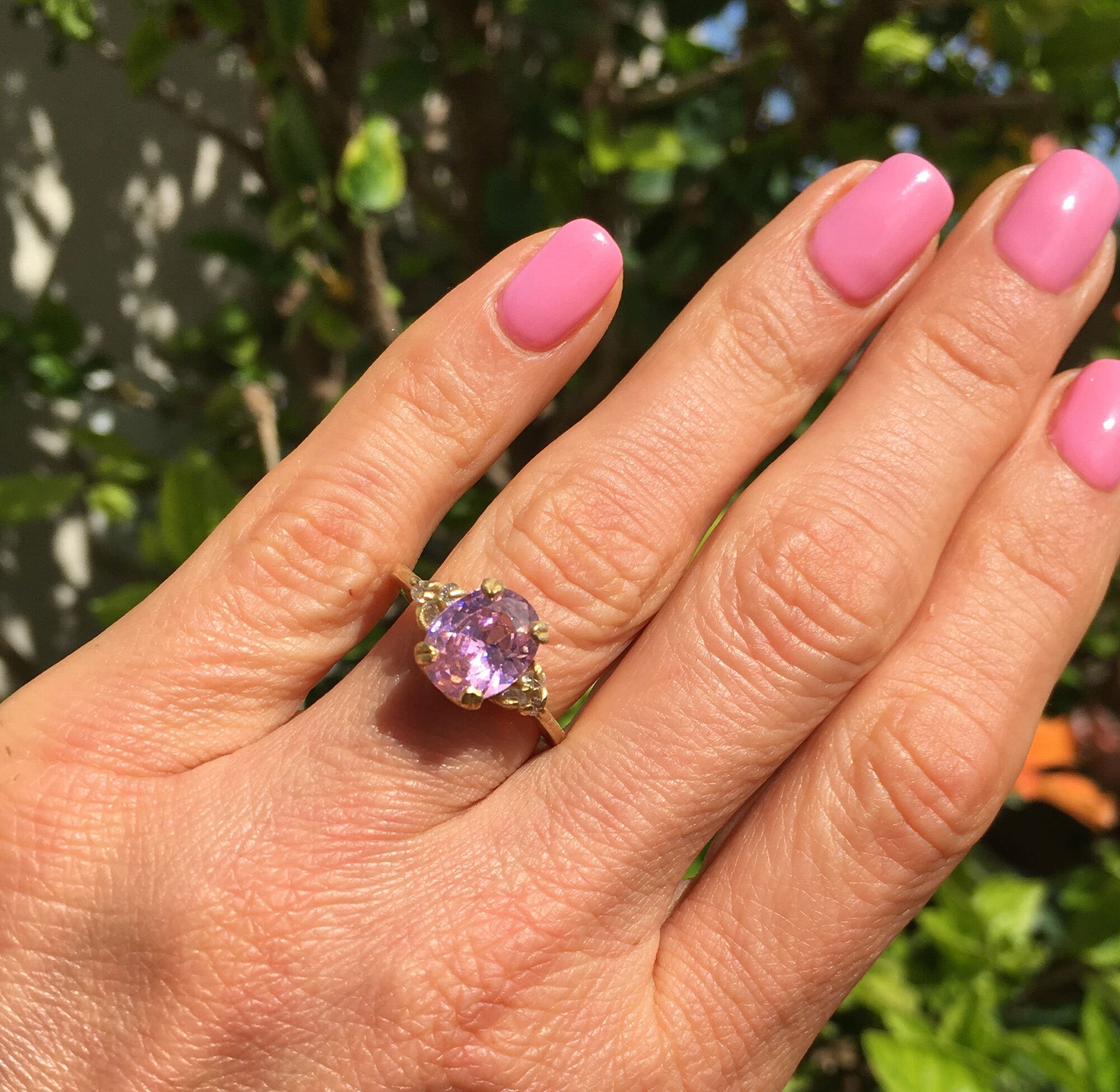 October Birthstone Oval Rose Quartz Ring with Clear Quartz Accents - H.L.Jewelry