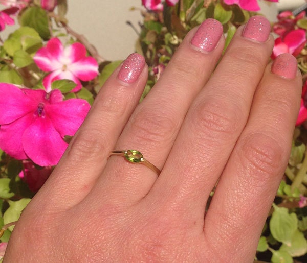 Oval Peridot Simple Stackable Ring - H.L.Jewelry