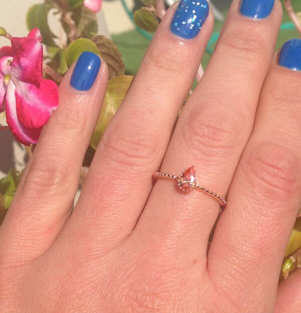 Pear-Shaped Citrine Delicate Simple Ring - H.L.Jewelry