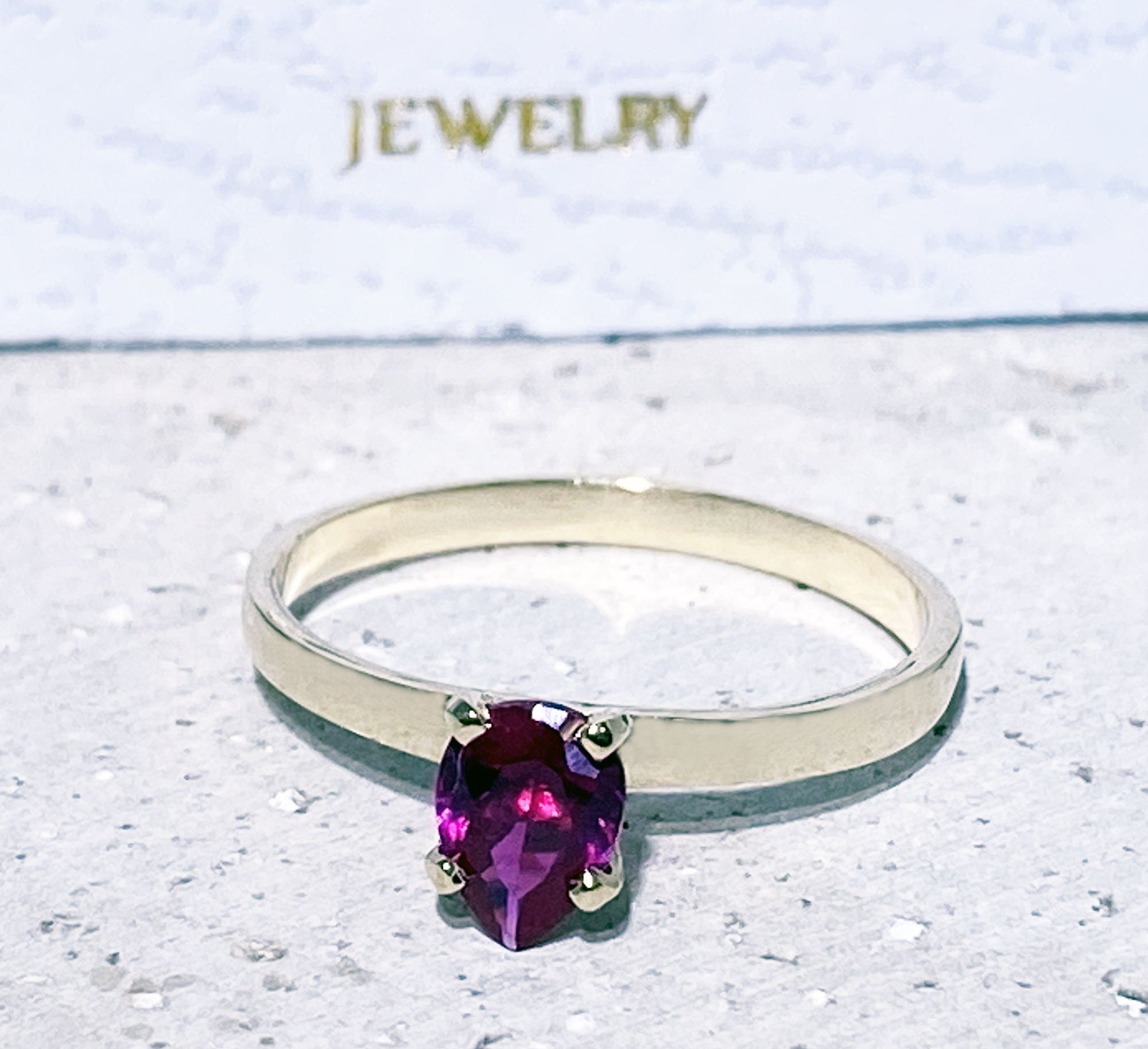 Pear-Shaped Ruby Simple Solitaire Ring - H.L.Jewelry