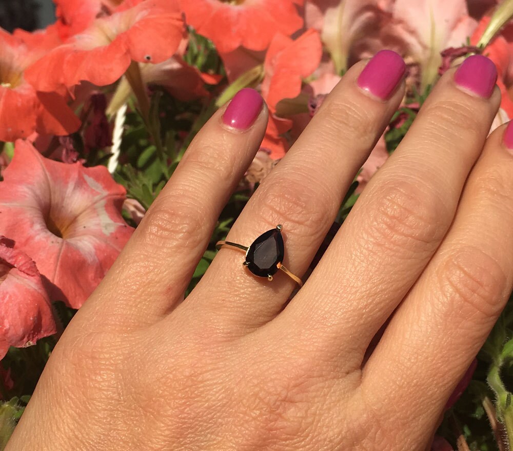 Pear-Shaped Smoky Quartz Lace Setting Ring - H.L.Jewelry