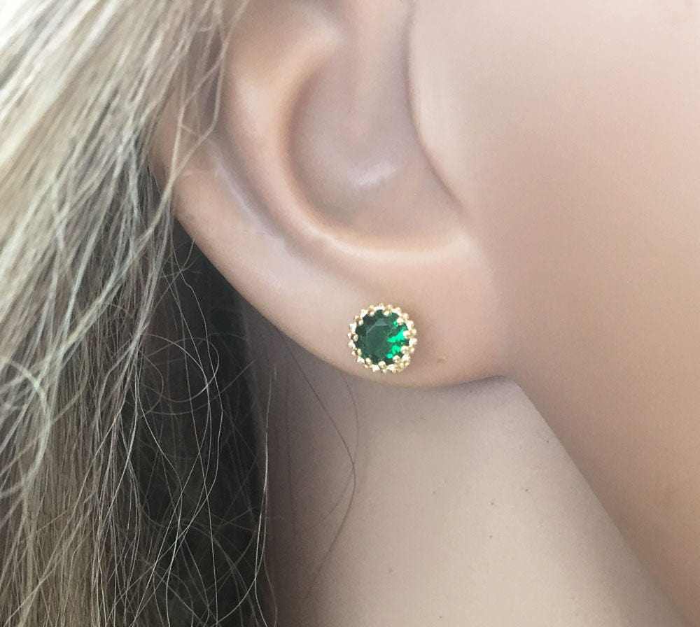 Red Garnet Simple Round Stud Earrings - H.L.Jewelry