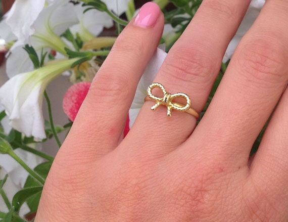 Ribbon Ring - Simple Delicate Bow Ring - H.L.Jewelry