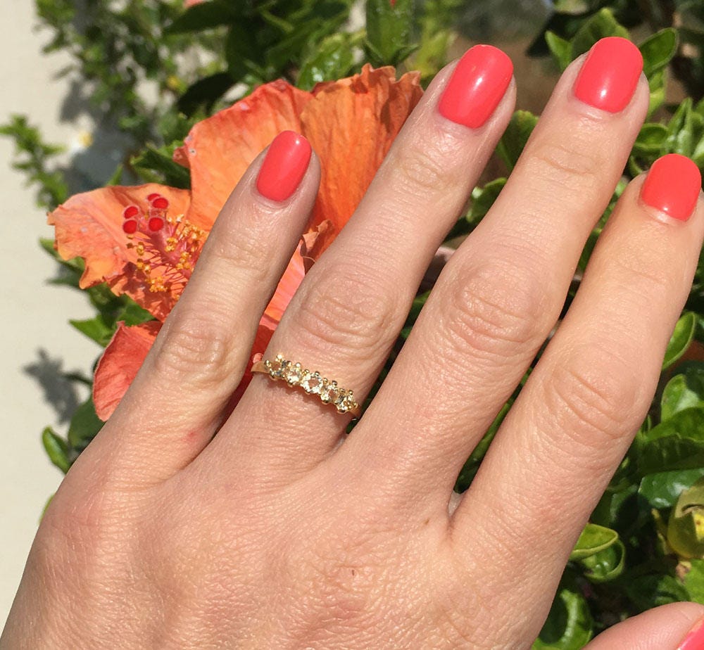 Round Citrine Five Stone Stackable Ring - H.L.Jewelry