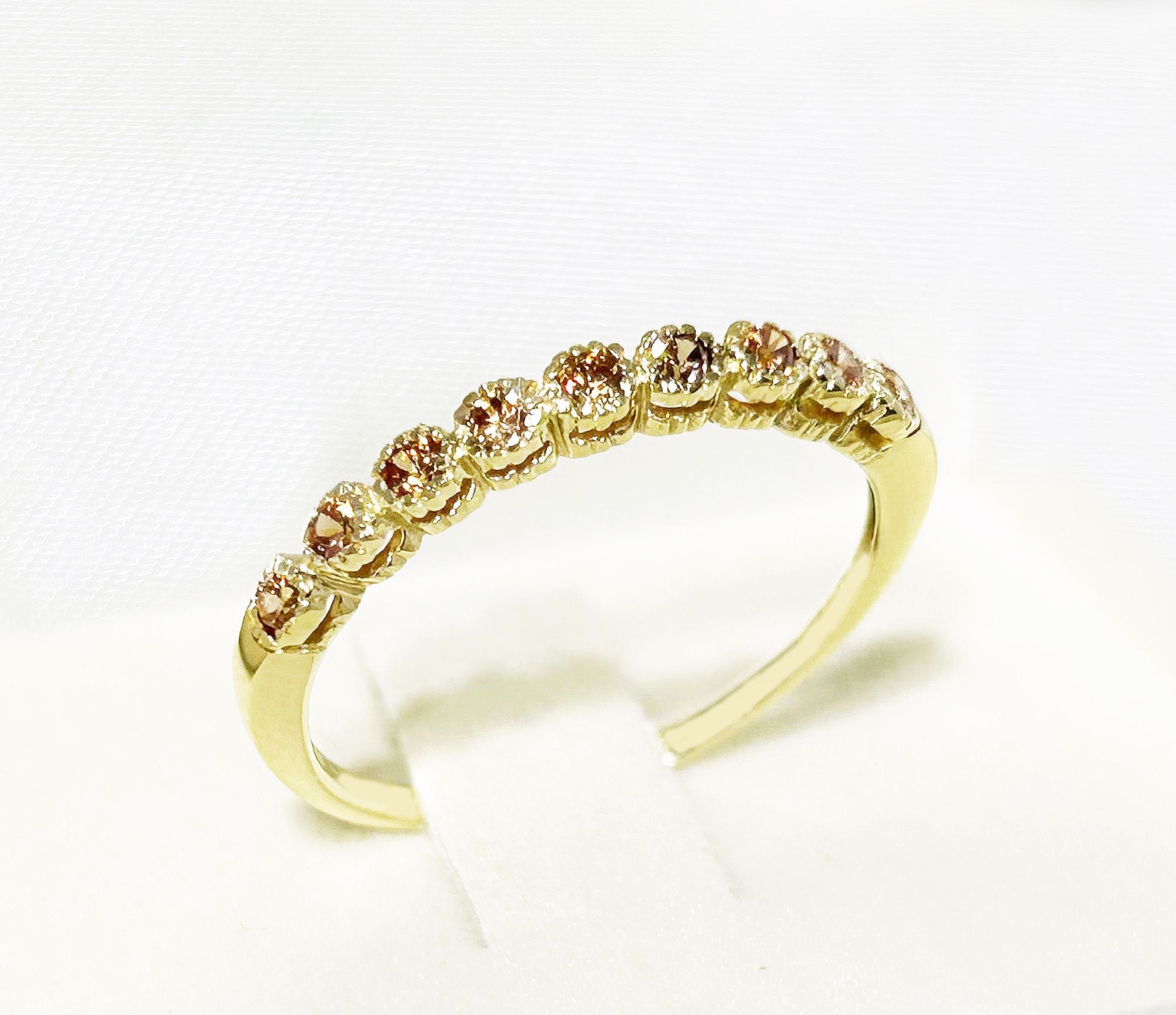 Round Citrine Nine Stone Stacking Half Eternity Ring - H.L.Jewelry