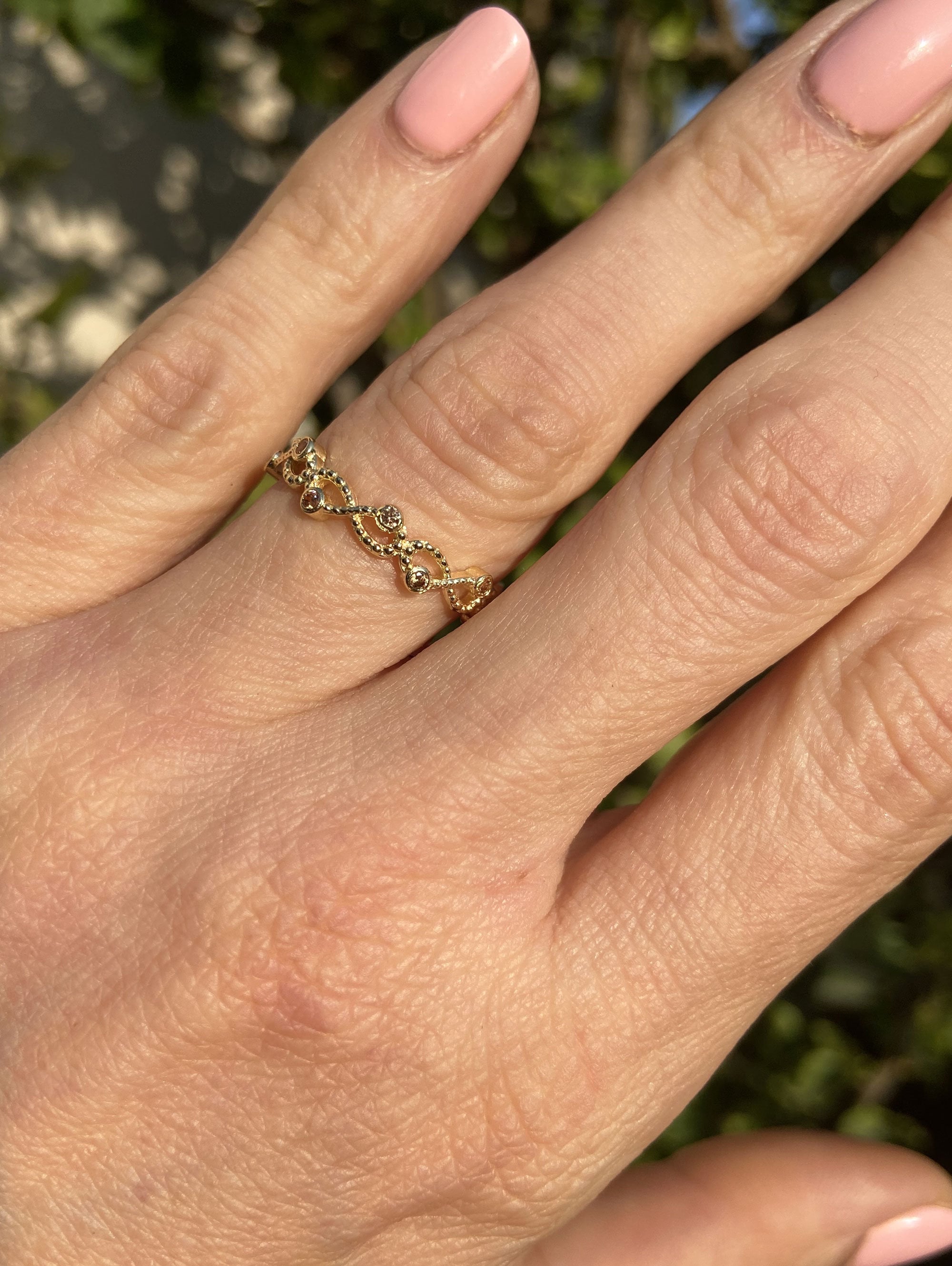 Round Citrine Ten Stone Infinity Ring - H.L.Jewelry