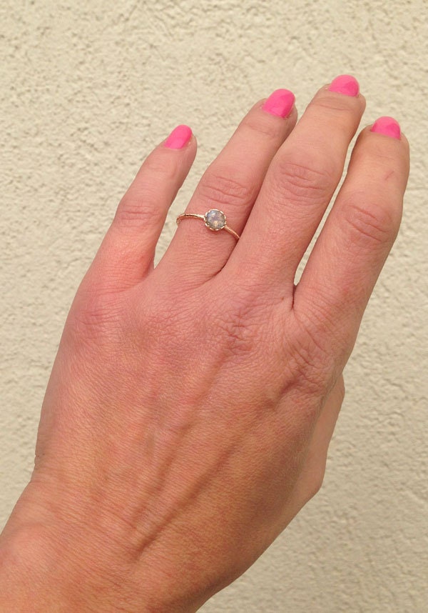 Round Labradorite Simple Hammered Band Ring - H.L.Jewelry