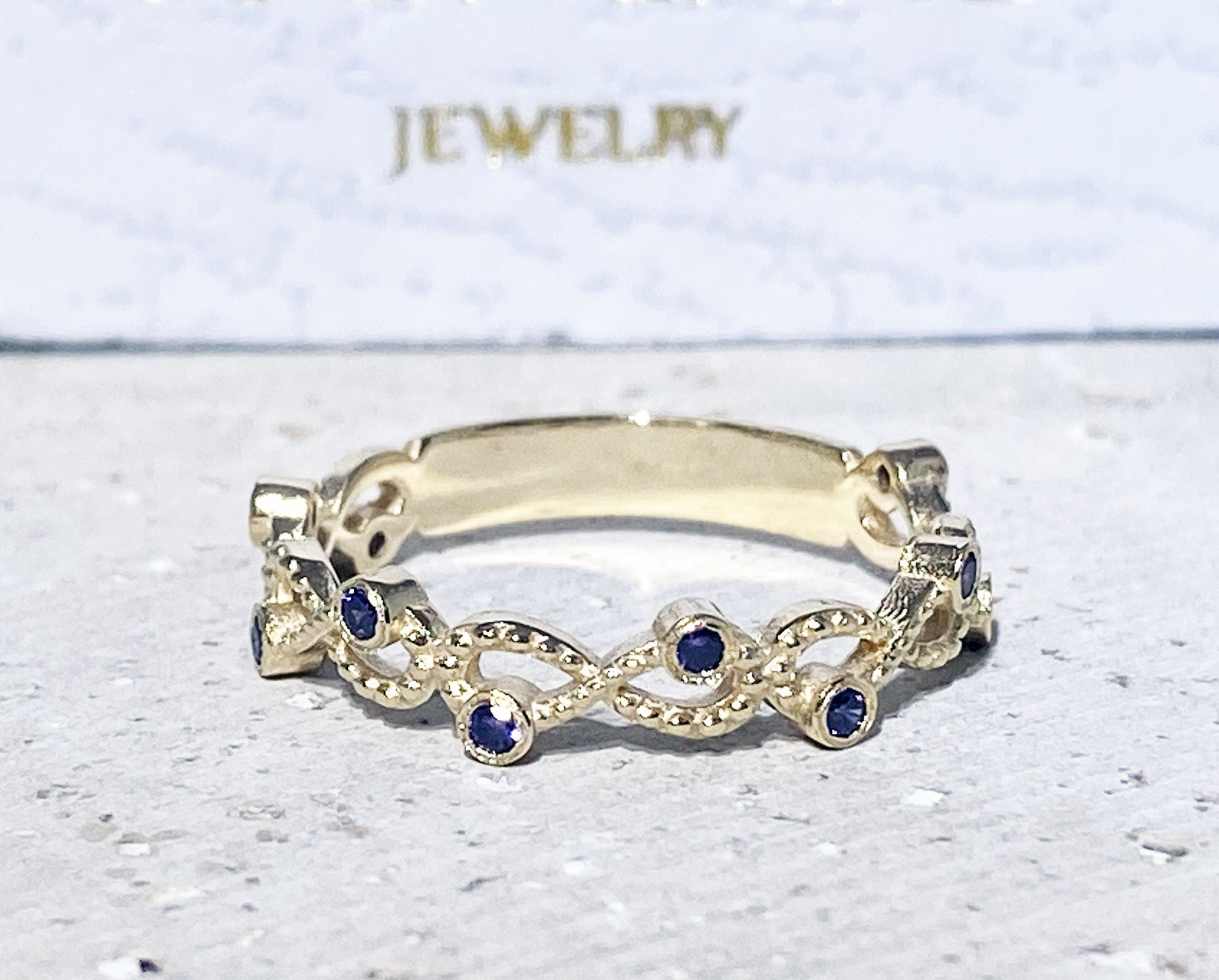 Round Purple Amethyst Ten Stone Infinity Ring - H.L.Jewelry