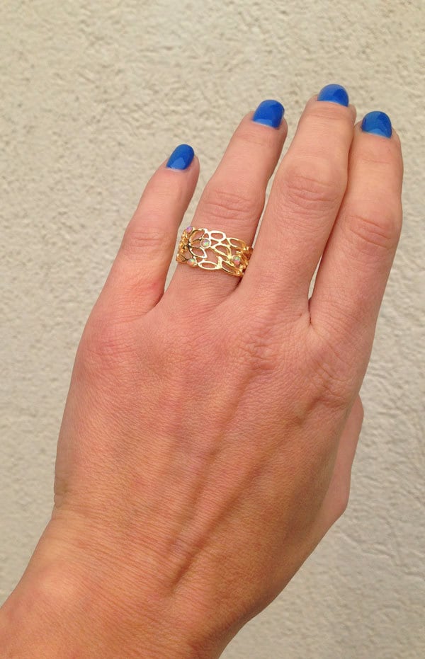 Round Rose Opal Four Stone Wide Lace Ring - H.L.Jewelry