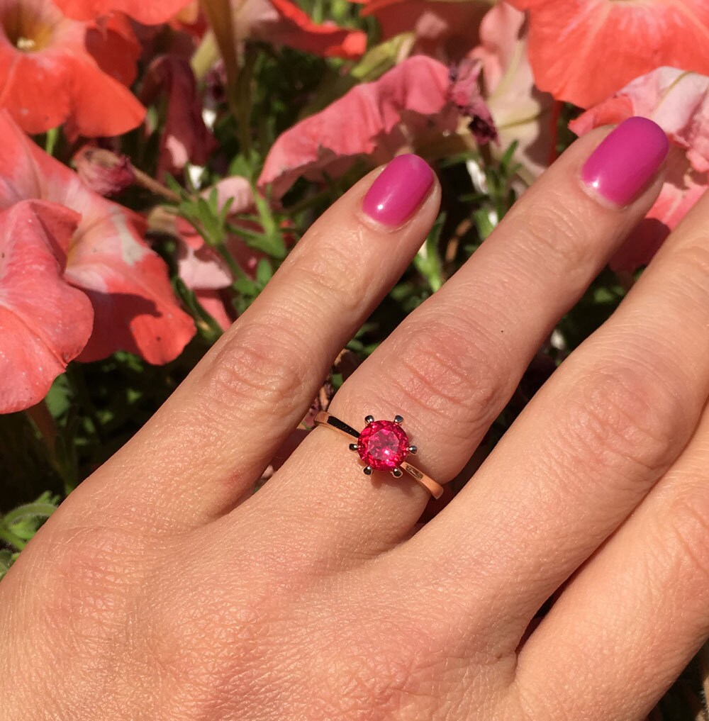 Round Ruby Classic Solitaire Ring - H.L.Jewelry