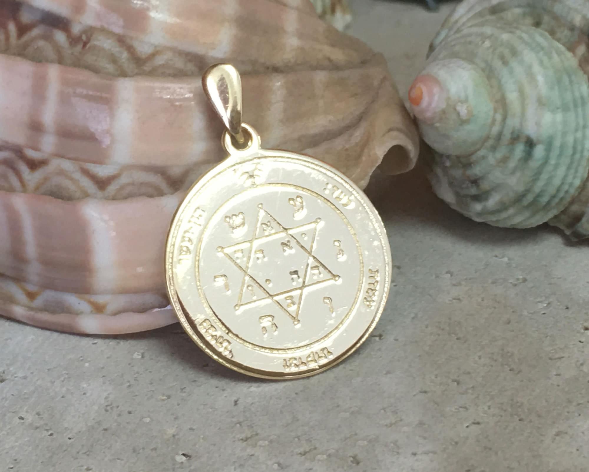 Seal of Solomon Engraved Pendant with Dual Sides Design - H.L.Jewelry