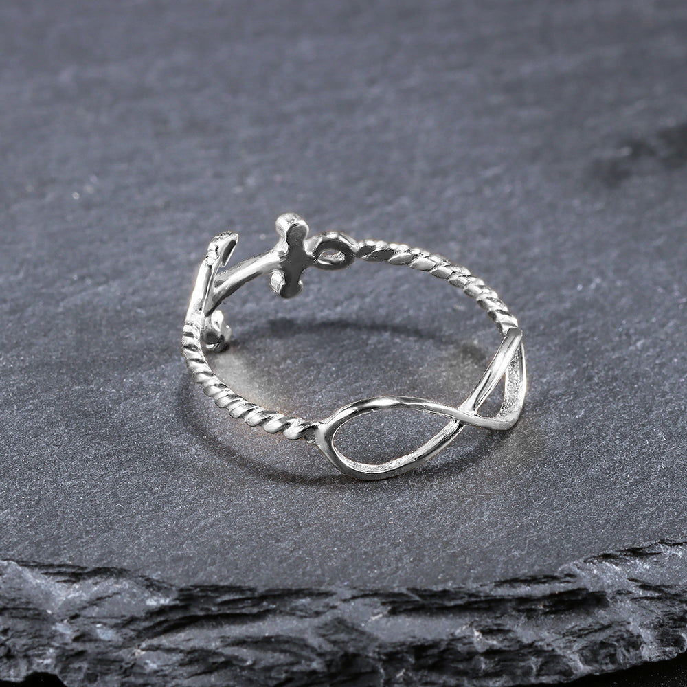 Anchor and Infinity Symbol Simple Delicate Ring - H.L.Jewelry