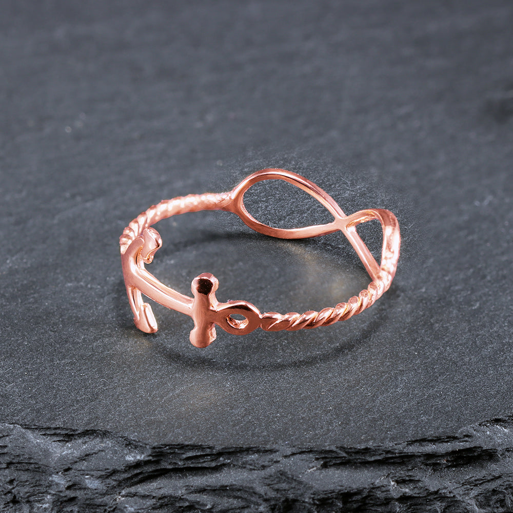 Anchor and Infinity Symbol Simple Delicate Ring - H.L.Jewelry