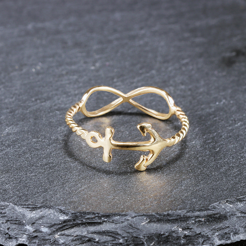 Anchor and Infinity Symbol Simple Delicate Ring - H.L.Jewelry