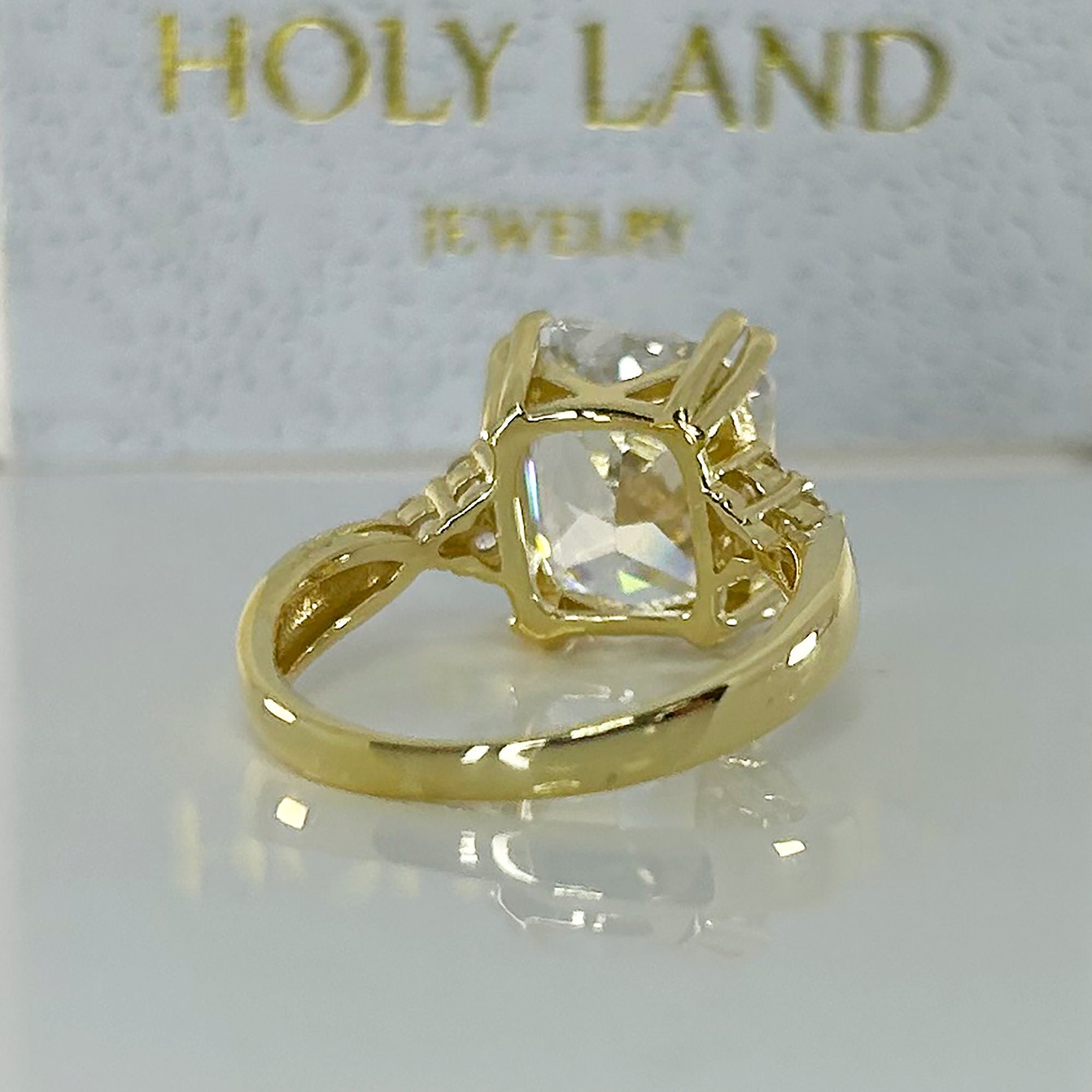 April Birthstone Octagon Clear Quartz Gemstone Statement Engagement Ring - H.L.Jewelry