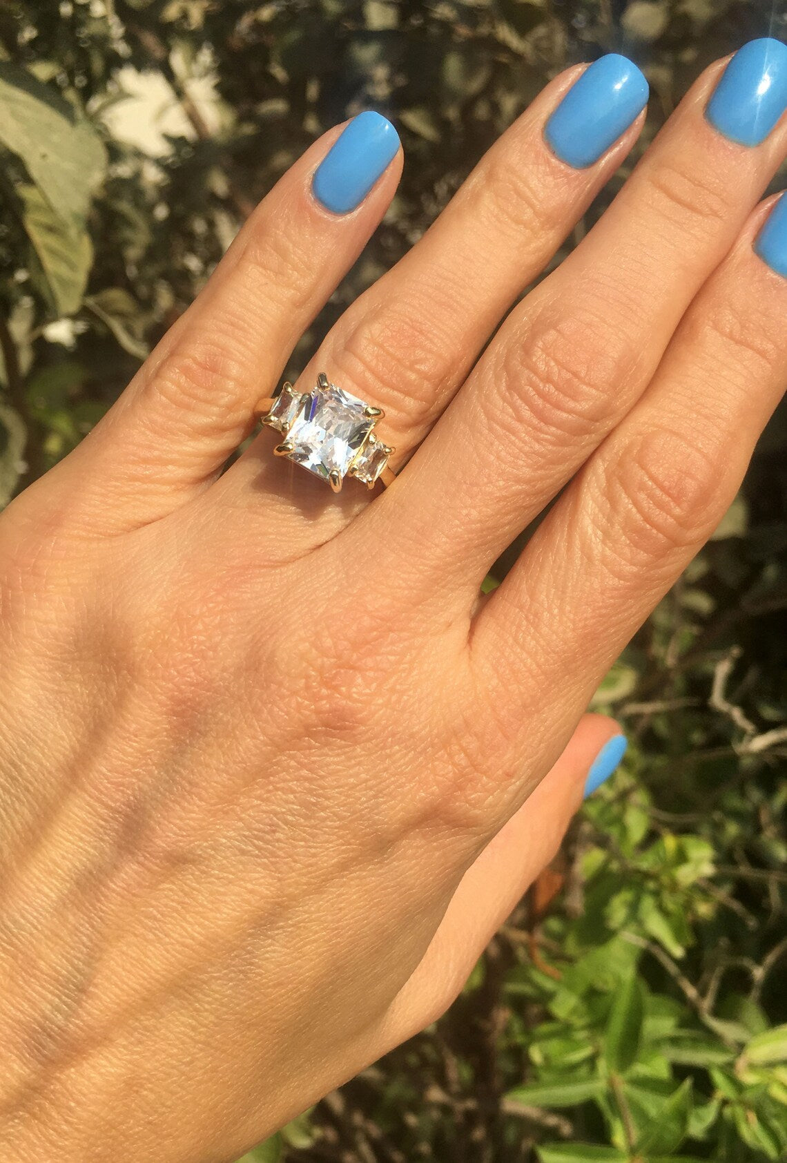 April Birthstone Octagon Clear Quartz Gemstone Statement Ring - H.L.Jewelry