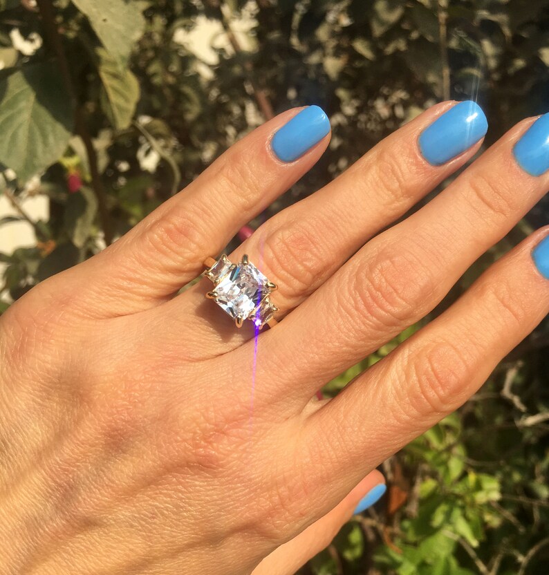 April Birthstone Octagon Clear Quartz Gemstone Statement Ring - H.L.Jewelry