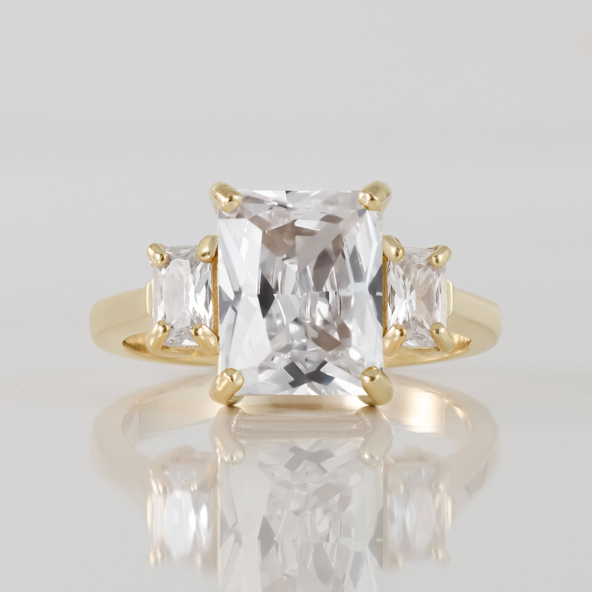 April Birthstone Octagon Clear Quartz Gemstone Statement Ring - H.L.Jewelry