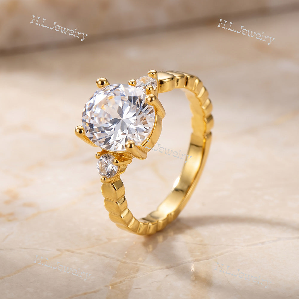 April Birthstone Oval Clear Quartz Gemstone Ring - H.L.Jewelry