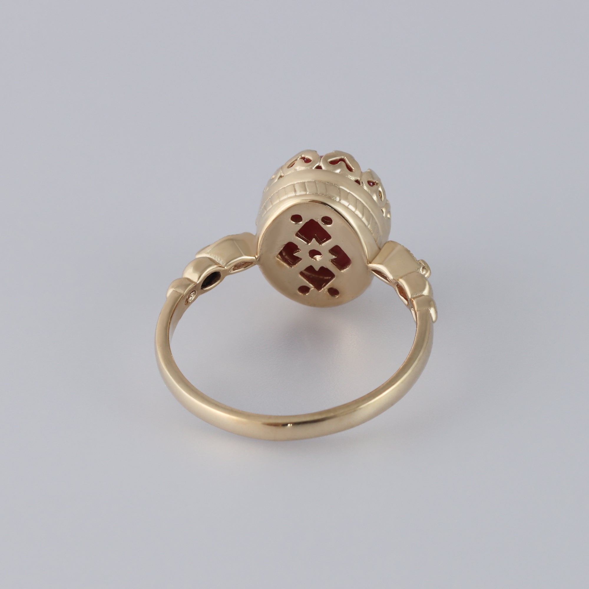 Citrine Vintage Oval Crown Ring with Clear Quartz Accents - H.L.Jewelry