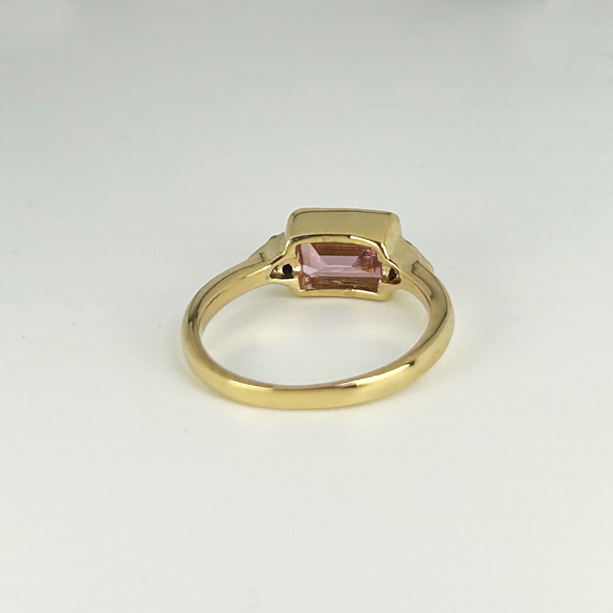 East-West Emerald Cut Purple Amethyst Ring with Clear Quartz Accents - H.L.Jewelry