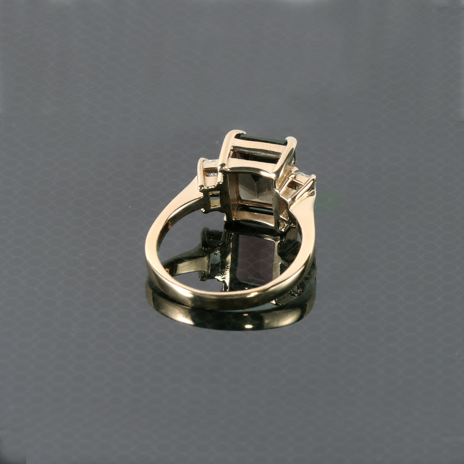 Emerald-Cut Smoky Quartz Statement Ring with Clear Quartz Accents - H.L.Jewelry
