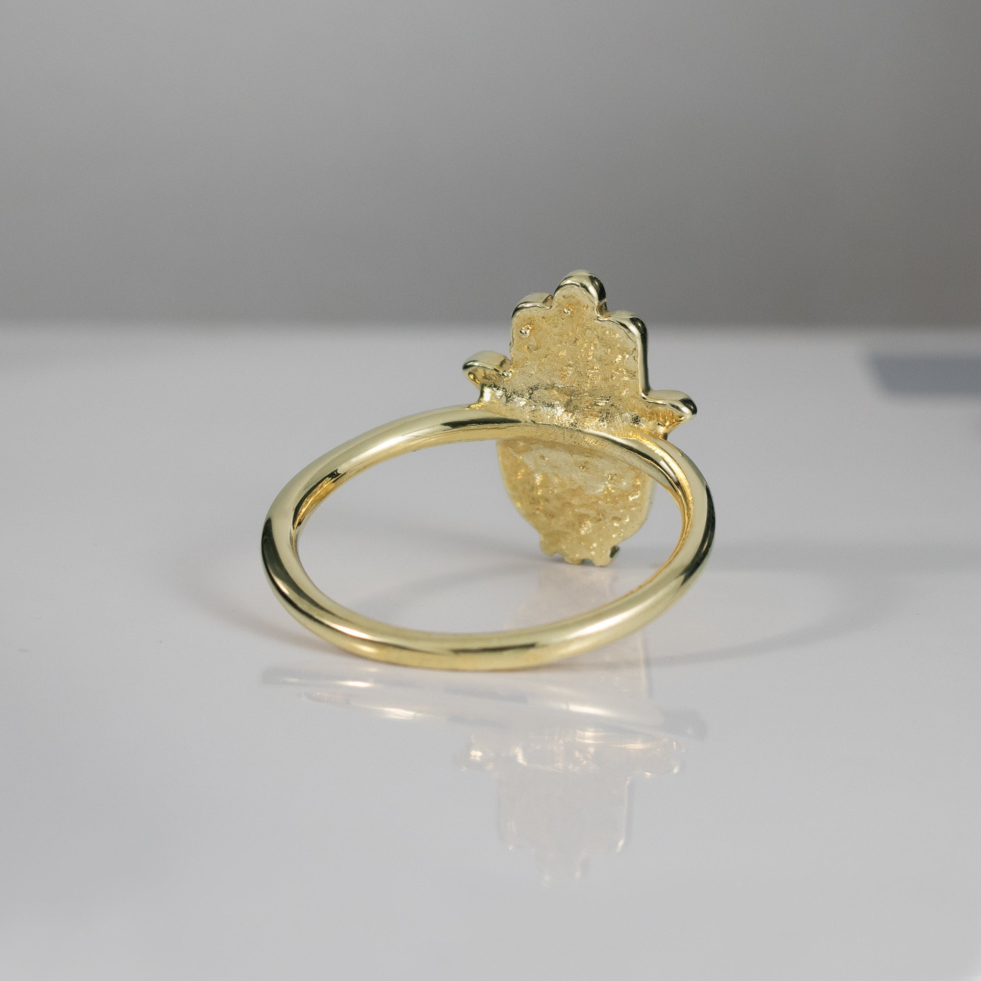 Hamsa Simple Ring with Green Turquoise - H.L.Jewelry