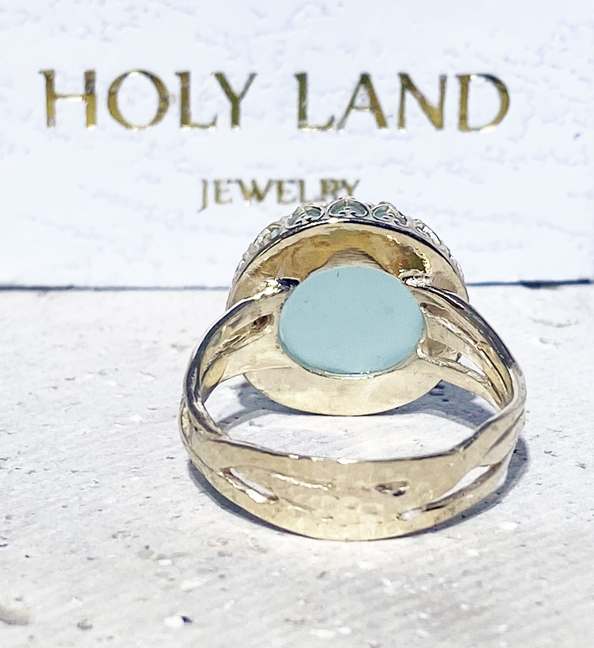 Large Green Chalcedony Cocktail Round Crown Ring - H.L.Jewelry