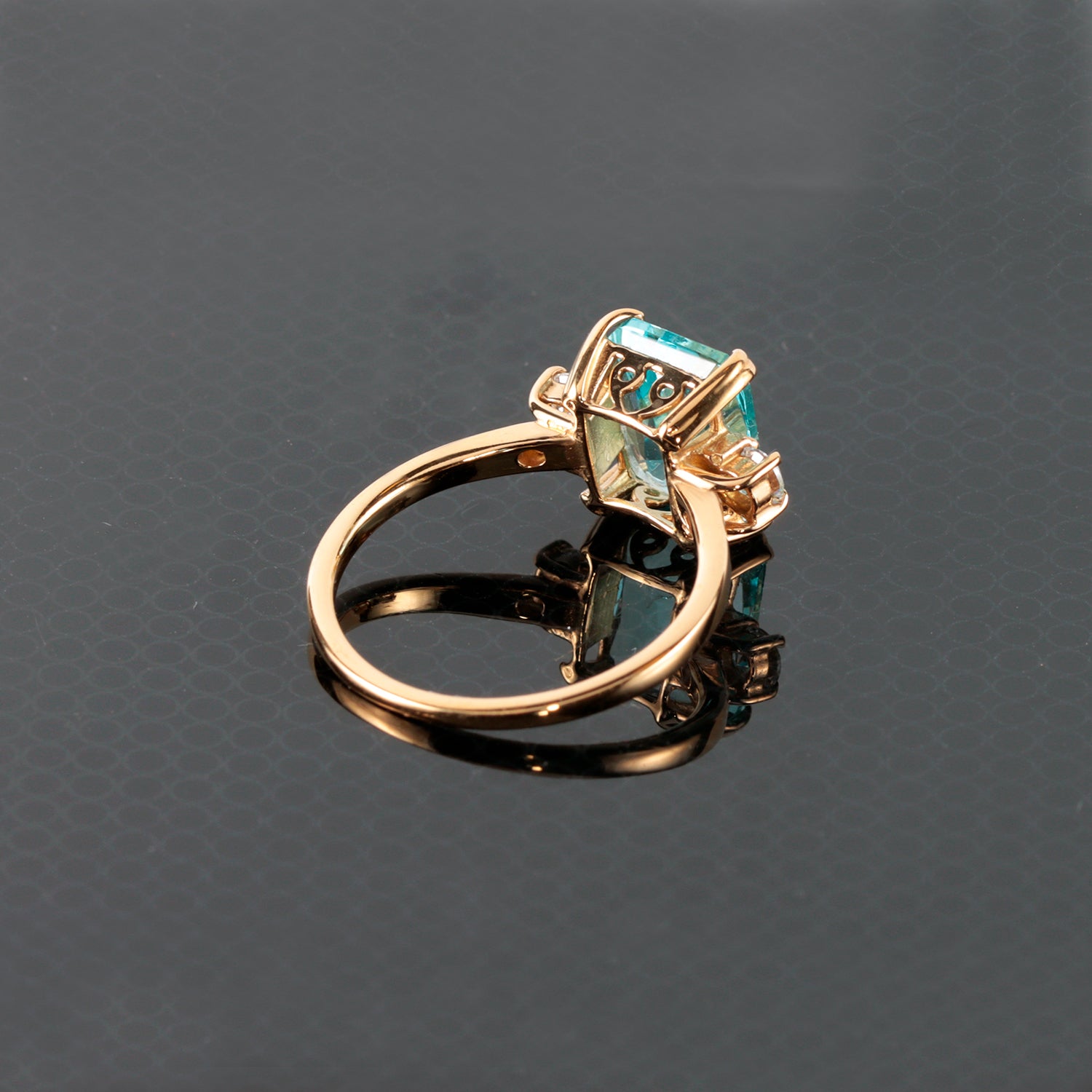 Octagon Aquamarine Statement Ring with Clear Quartz Accents - H.L.Jewelry
