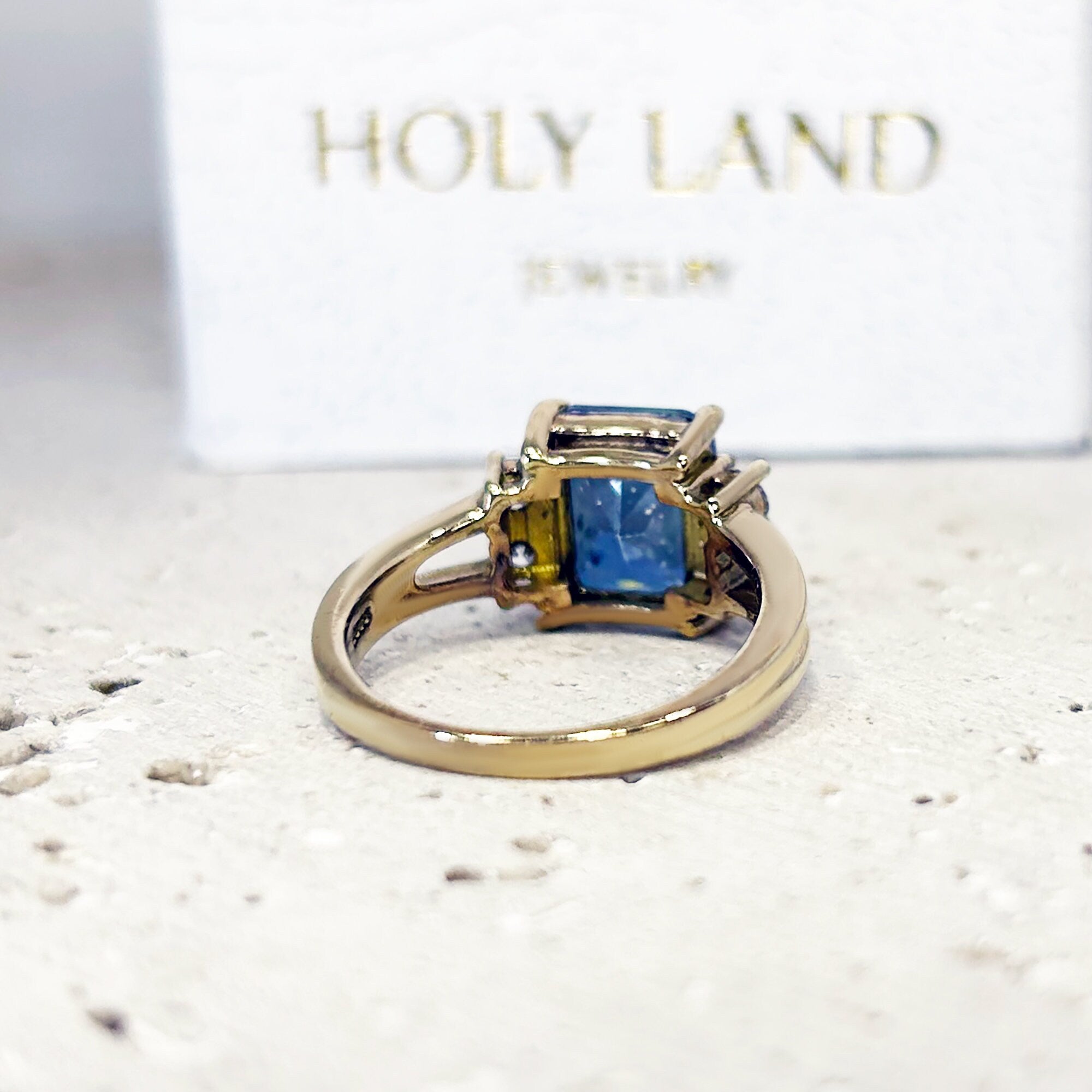 Octagon Mystic Topaz Double Band Ring with Clear Quartz Accents - H.L.Jewelry