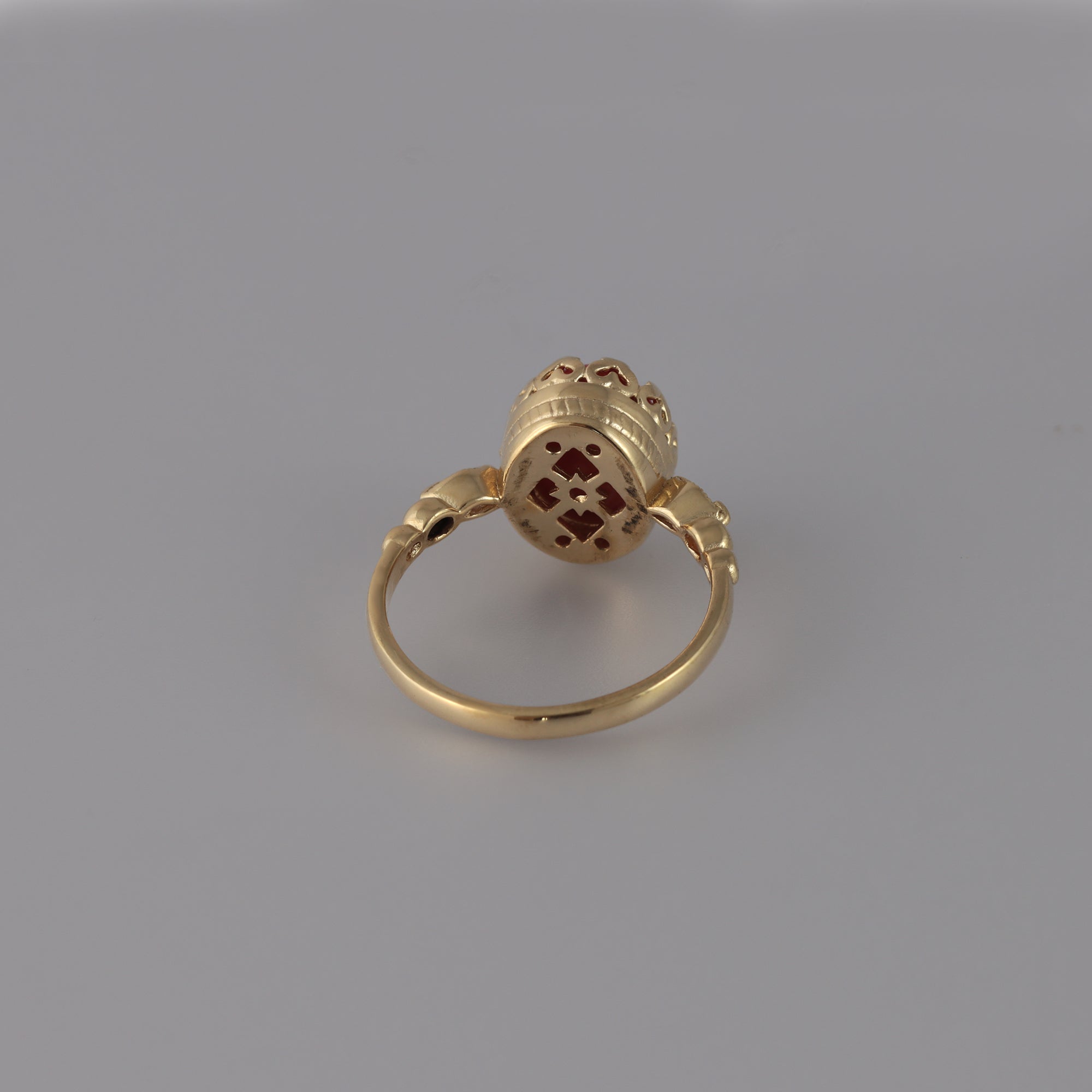 Oval Blue Topaz Vintage Oval Crown Ring with Clear Quartz Accents - H.L.Jewelry