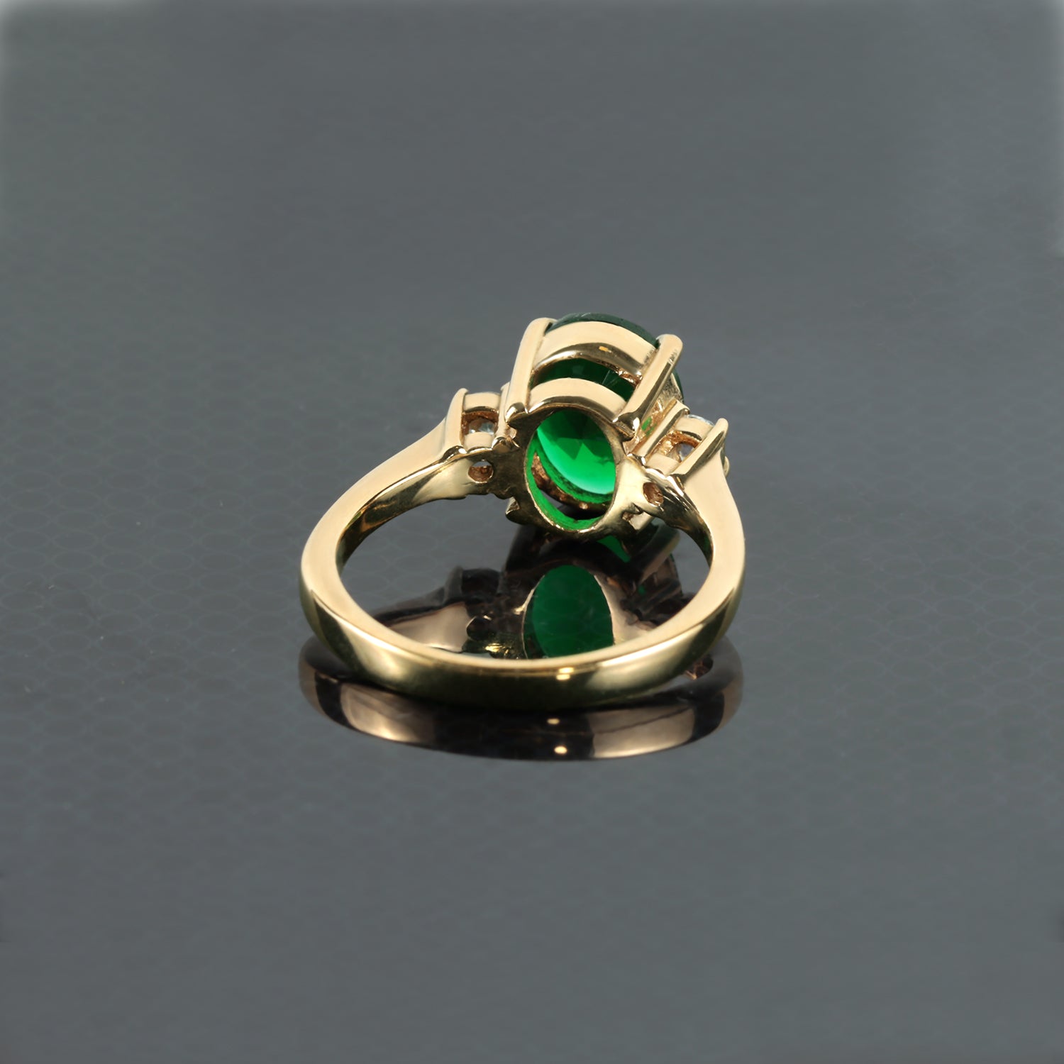 Oval Emerald Statement Ring with Clear Quartz Accents - H.L.Jewelry