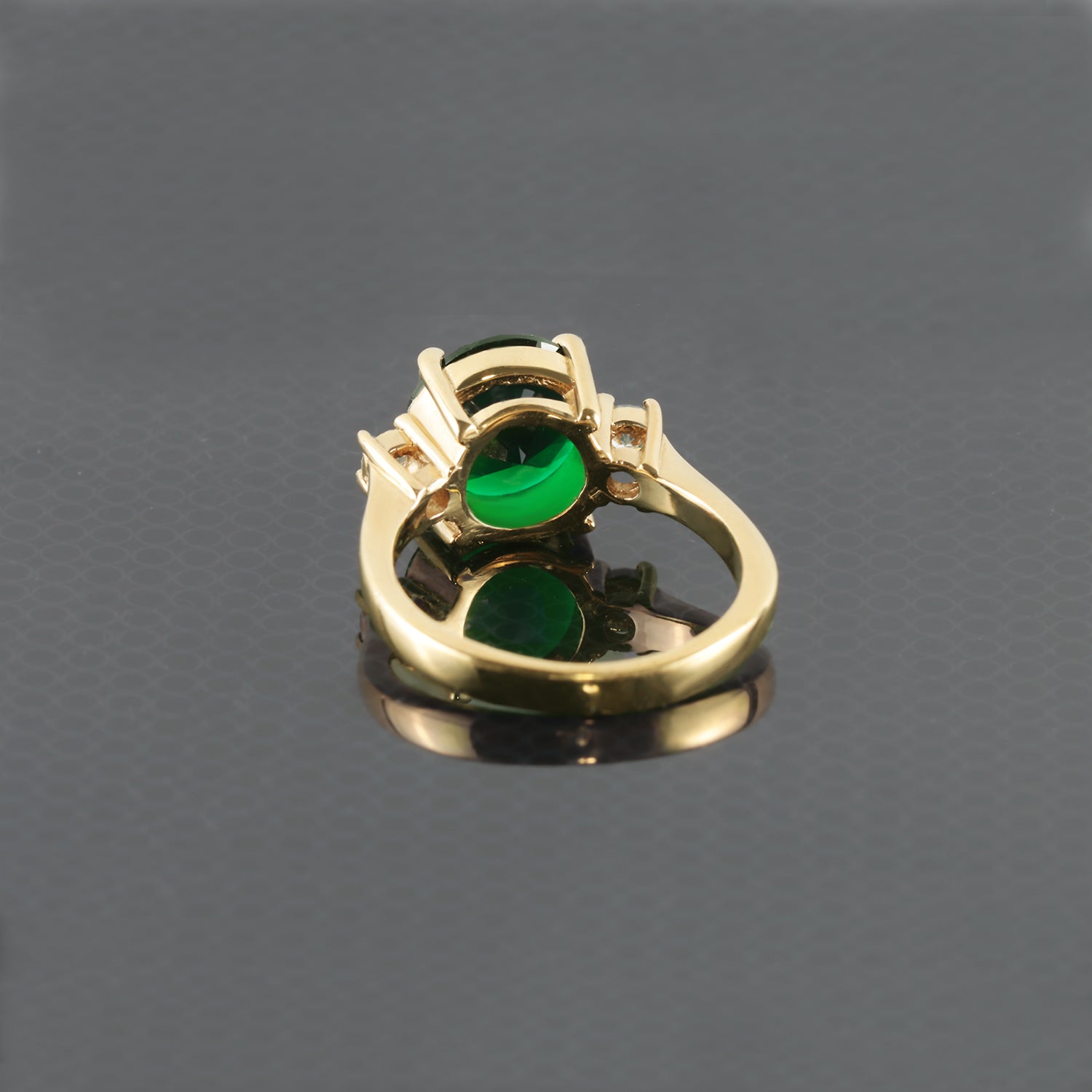 Round Emerald Statement Ring with Clear Quartz Accents - H.L.Jewelry