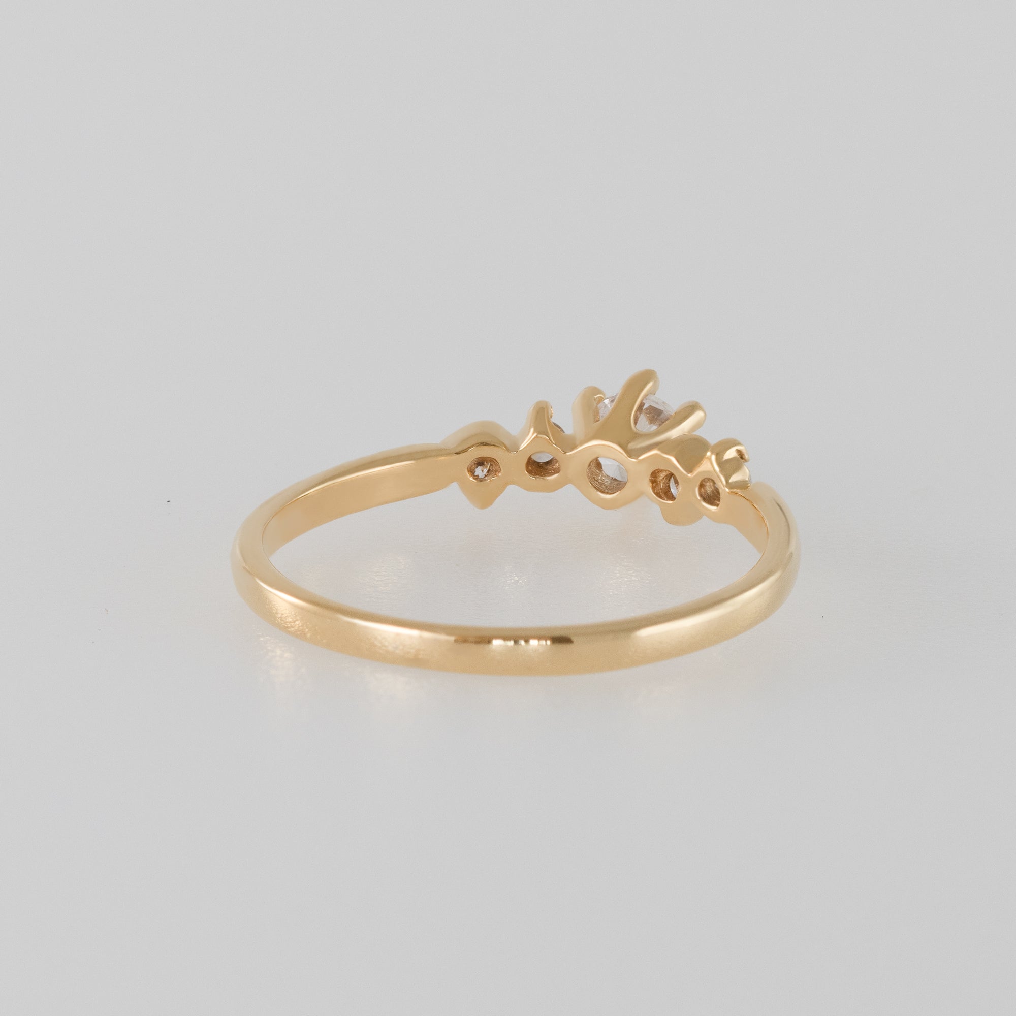 Round Smoky Quartz Delicate Ring with Clear Quartz Accents - H.L.Jewelry