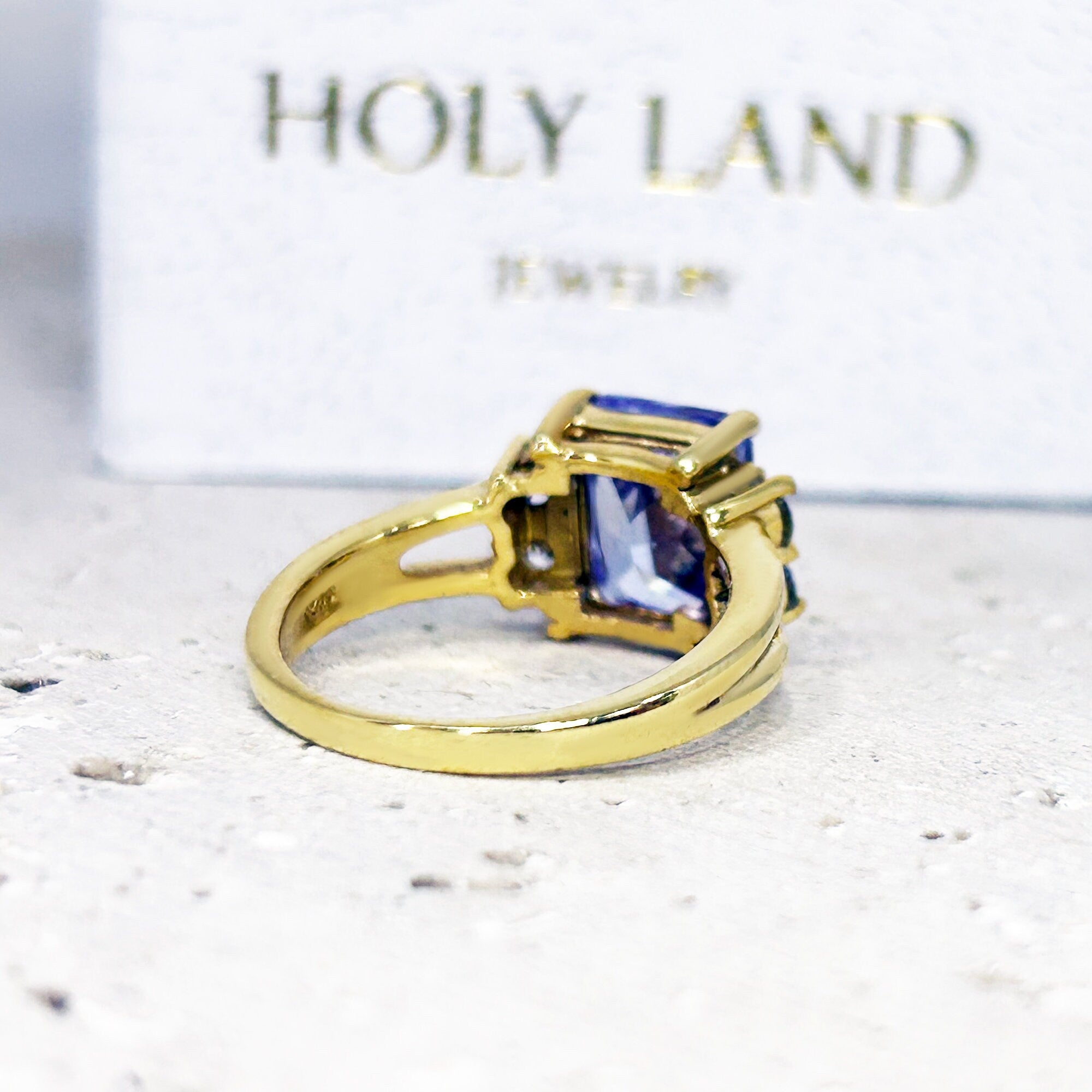 Lavender Amethyst Ring - Statement Engagement Ring with Octagon Lavender Amethyst Gemstone and Clear Quartz Accents - H.L.Jewelry