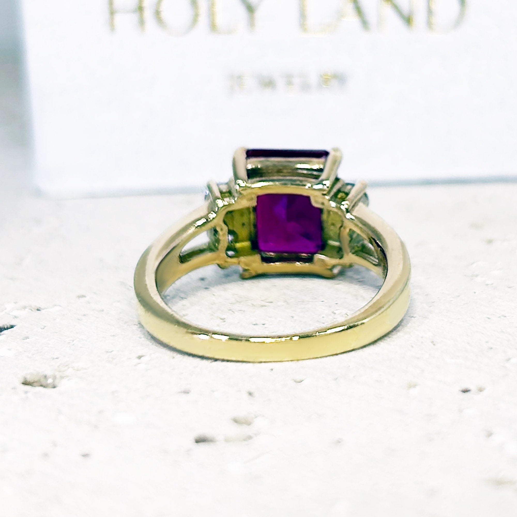 Ruby Ring - Gold Ring - July Birthstone - Statement Ring - Engagement Ring - Rectangle Ring - Cocktail Ring - H.L.Jewelry