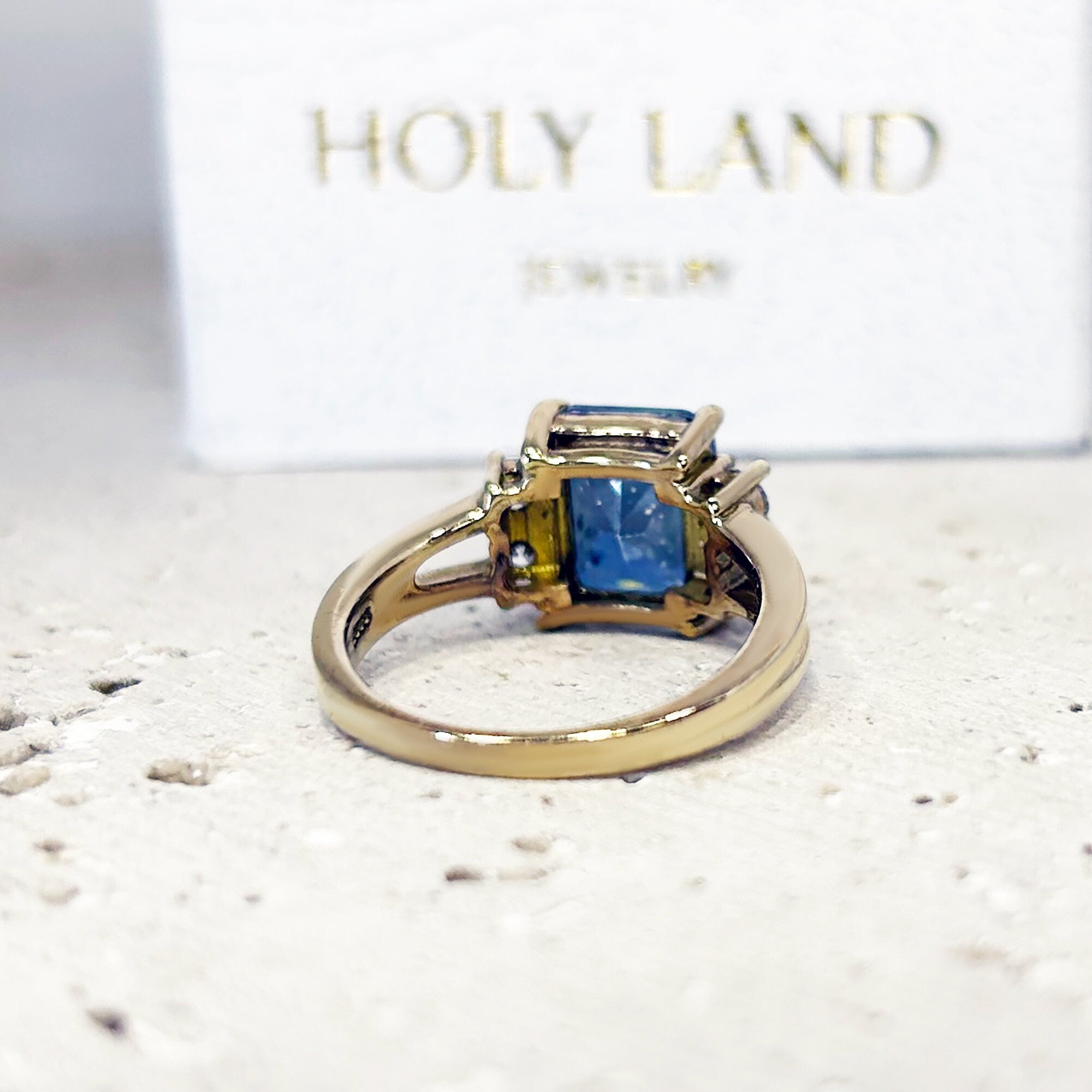 Mystic Topaz Ring - Change Color Ring - Statement Engagement Ring with Octagon Mystic Topaz Gemstone and Clear Quartz Accents - H.L.Jewelry