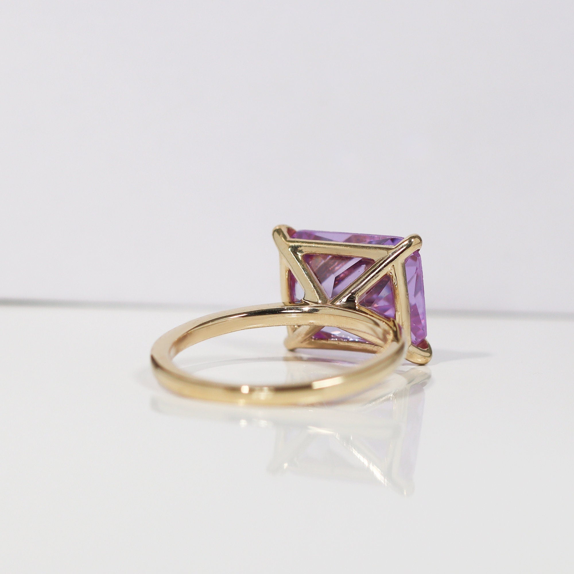 Lavender Amethyst Ring - East-West Octagon Lavender Amethyst Solitaire Ring - H.L.Jewelry