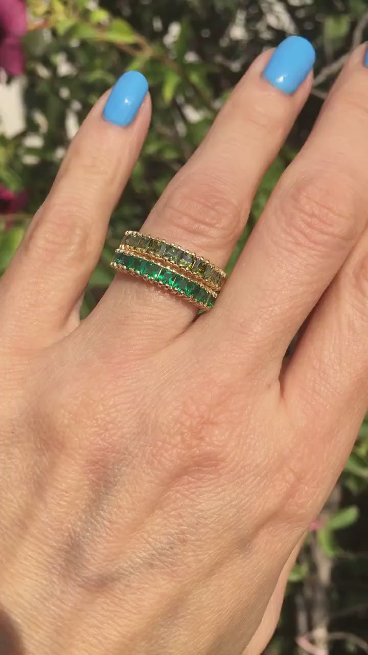 Emerald Ring - May Birthstone - Bezel Ring - Stack Ring - Gold Ring - Gemstone Band - Square Ring - Simple Ring -  Green Ring - Dainty Ring