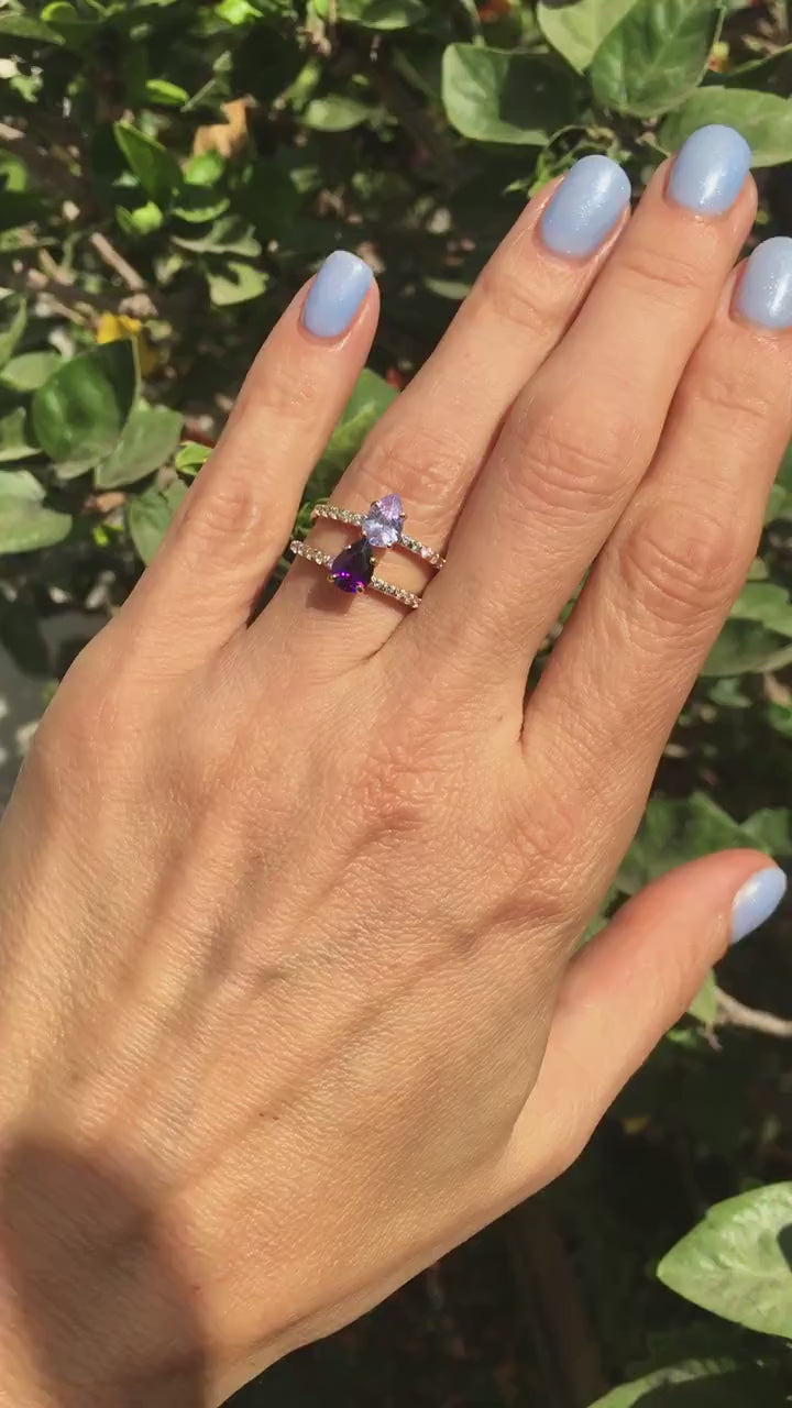 Amethyst Ring - Gold Ring - Stack Ring - February Birthstone - Dainty Ring - Tiny Ring - Delicate Ring - Engagement Ring - Prong Ring