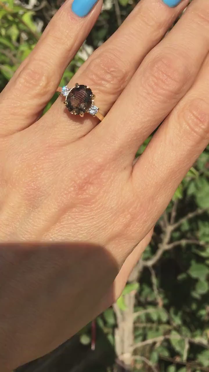 Smoky Quartz Ring - Statement Ring - Gold Ring - Engagement Ring - Oval Ring - Cocktail Ring - Prong Ring - Brown Ring - Smoky Topaz Ring