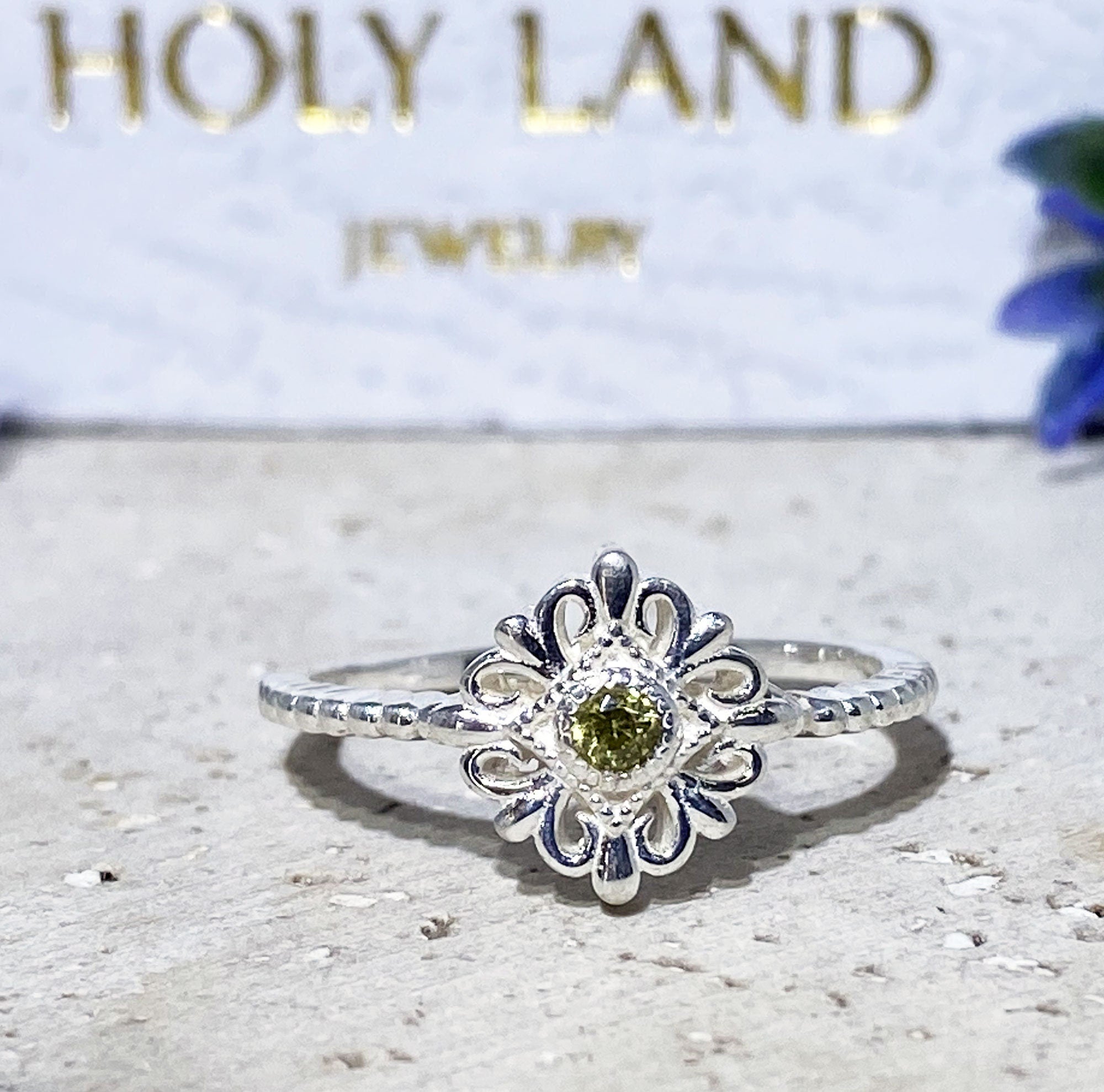 Any Birthstone Flower Simple Personalized Ring - H.L.Jewelry