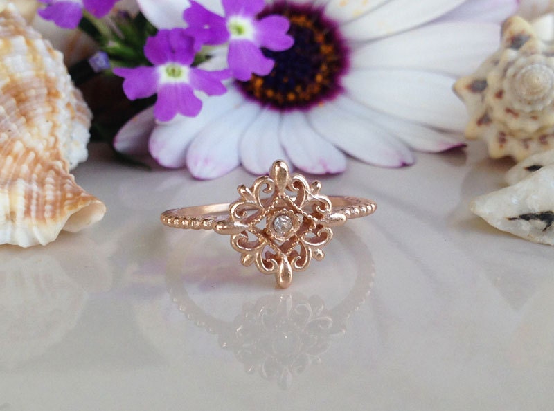 Any Birthstone Flower Simple Personalized Ring - H.L.Jewelry