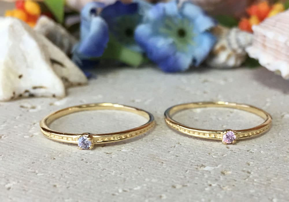 Any Birthstone Simple Stacking Delicate Ring - H.L.Jewelry