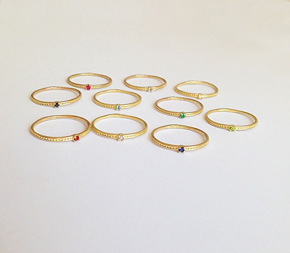 Any Birthstone Simple Stacking Delicate Ring - H.L.Jewelry